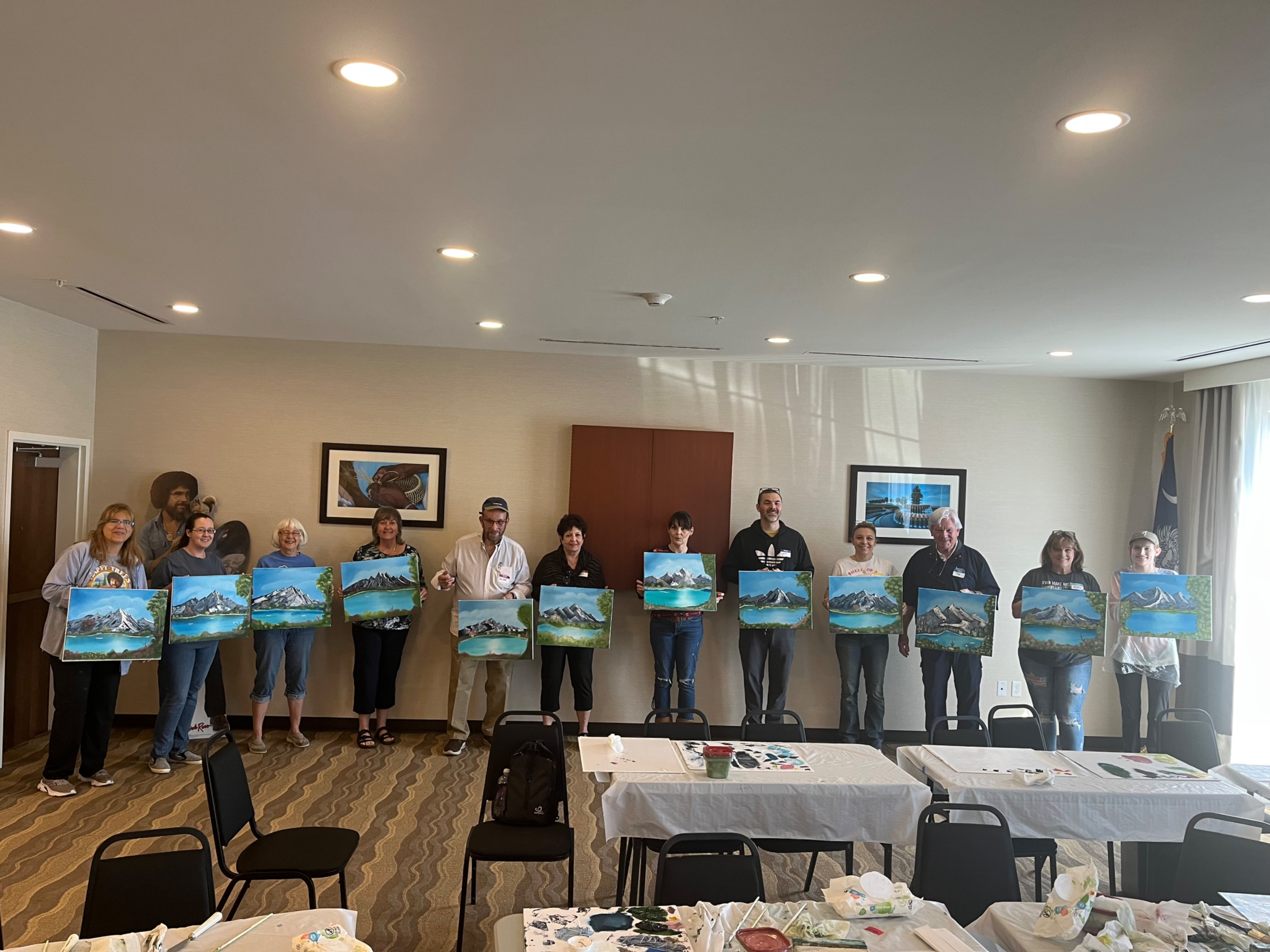 oil painting forest lake